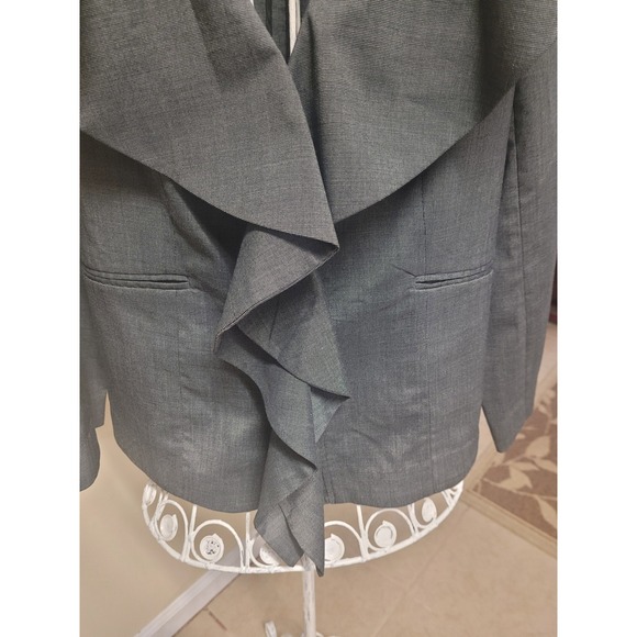 Lane Bryant Womens Gray Ruffle Front Blazer Jacket Sz 18 Elegant Professional - Picture 8 of 9